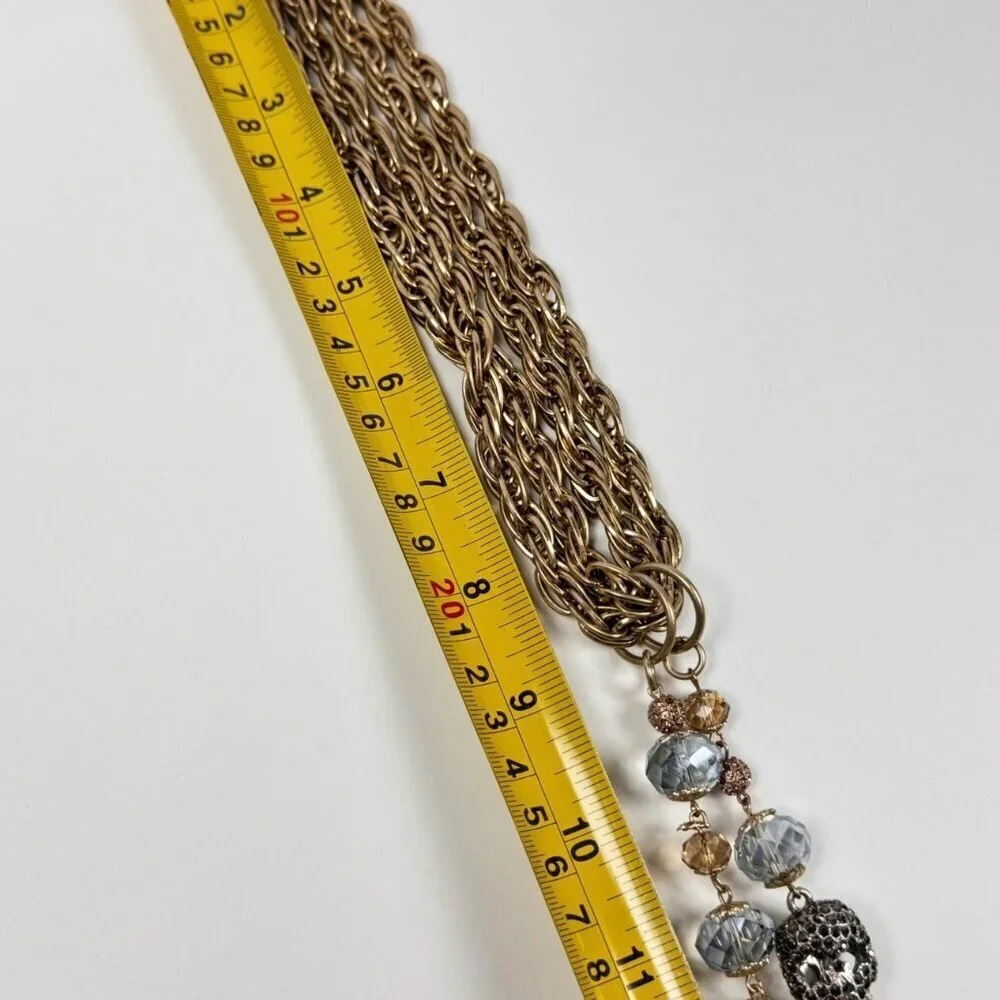 NWT Vintage Y2K  Betsey Johnson Chunky Chain Pendant Necklace Gold Skull